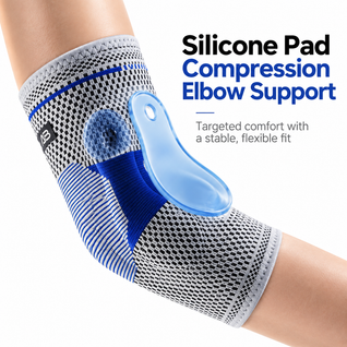 Silicone Pad Compression Elbow Sleeve with 3D Knit Support for Sports & Training