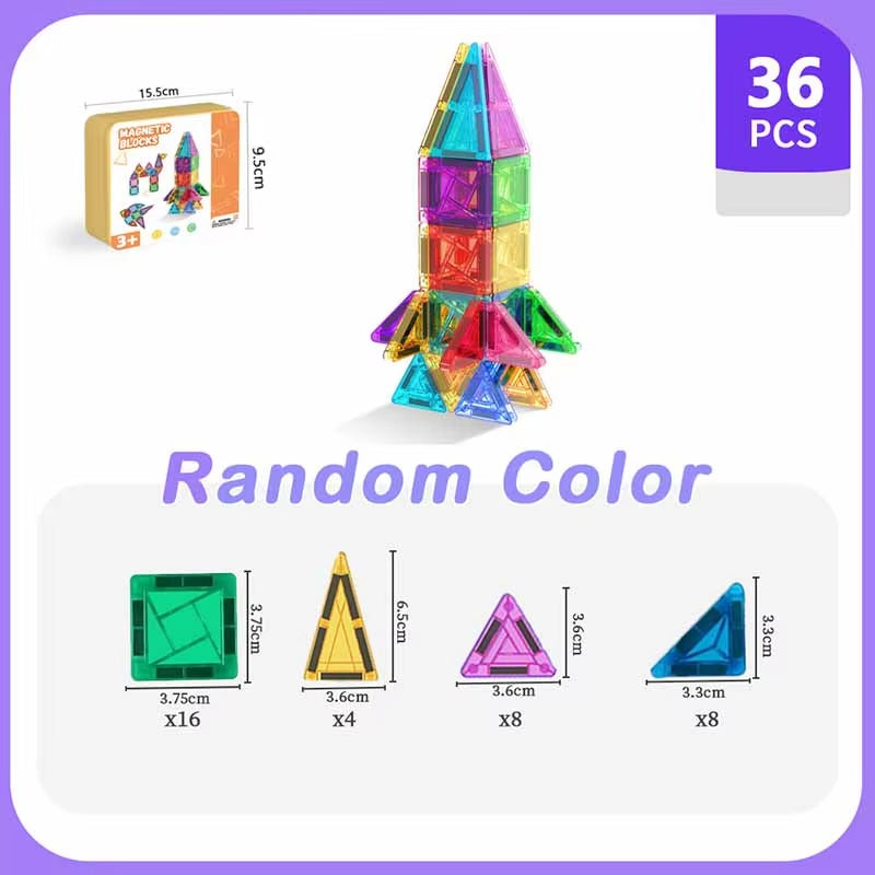 Mini Magnetic Tiles Building Blocks 40PCS - Montessori Educational Magnet Travel Construction Set with Iron Storage Box, Airplane Activities Toys