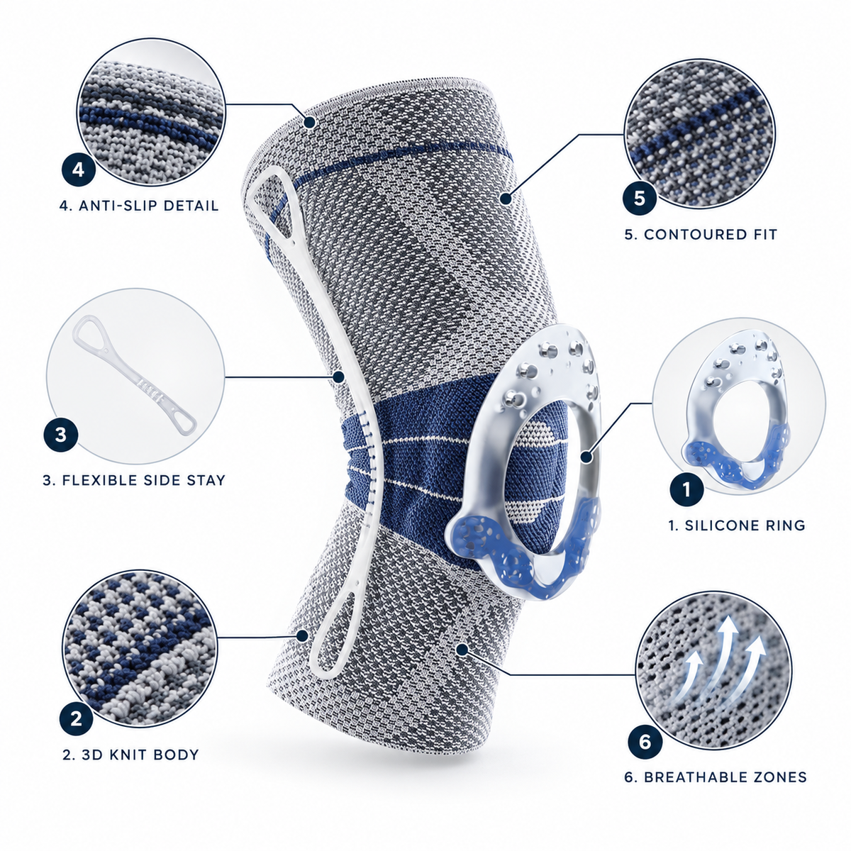 Premium Silicone-Ring 3D Knit Knee Support Sleeve