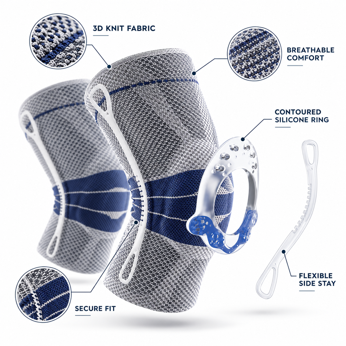 Premium Silicone-Ring 3D Knit Knee Support Sleeve