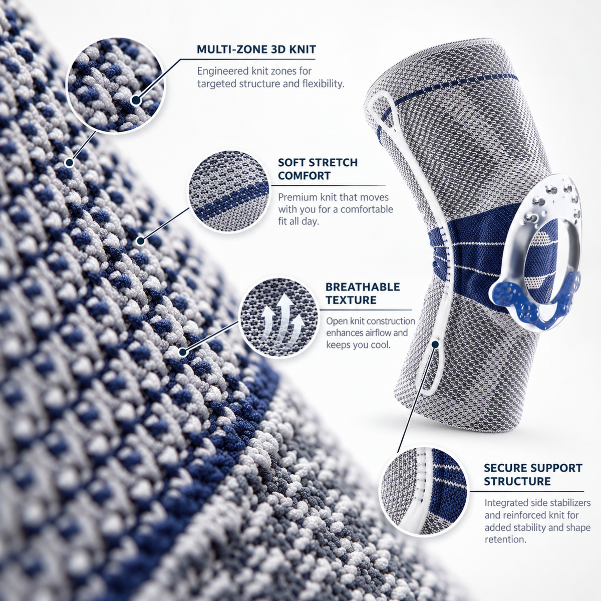 Premium Silicone-Ring 3D Knit Knee Support Sleeve