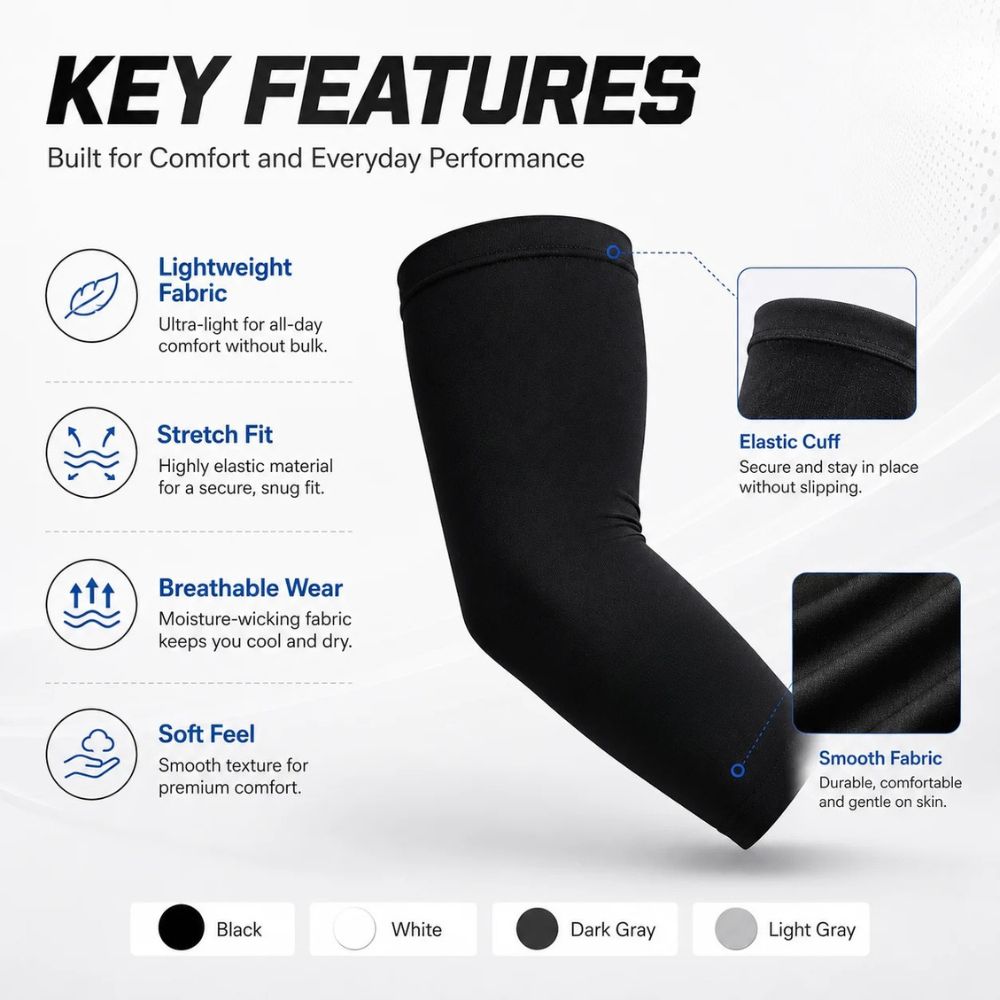 Sun Protection Arm Sleeves for Running, Cycling & Outdoor Training - 3-Pair