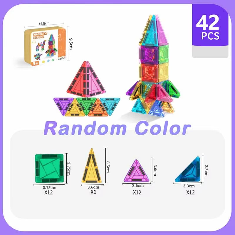 Mini Magnetic Tiles Building Blocks 40PCS - Montessori Educational Magnet Travel Construction Set with Iron Storage Box, Airplane Activities Toys