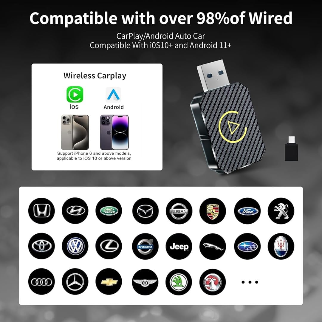 Wireless Adapter for Carplay, Adapter for Convert Wired to Wireless CarPlay