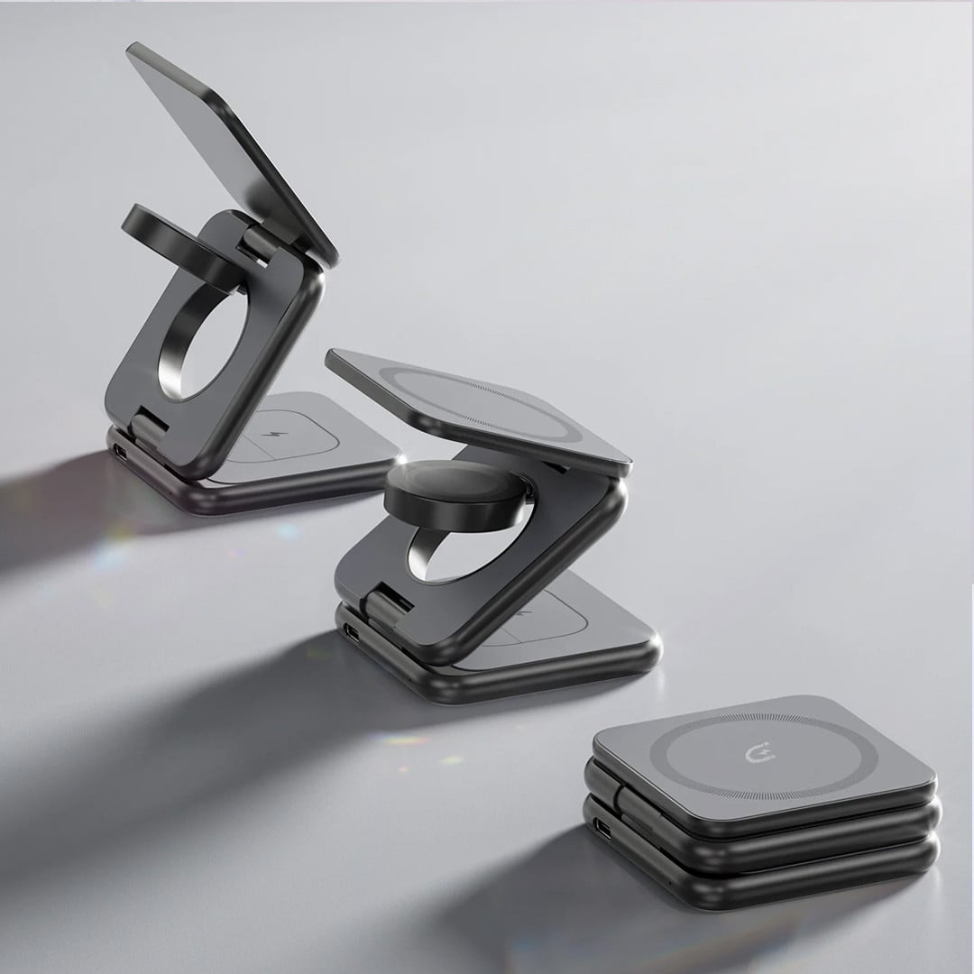 SnapFold 3-in-1 Magnetic Charging Station, Fast Charger, Foldable, Wireless