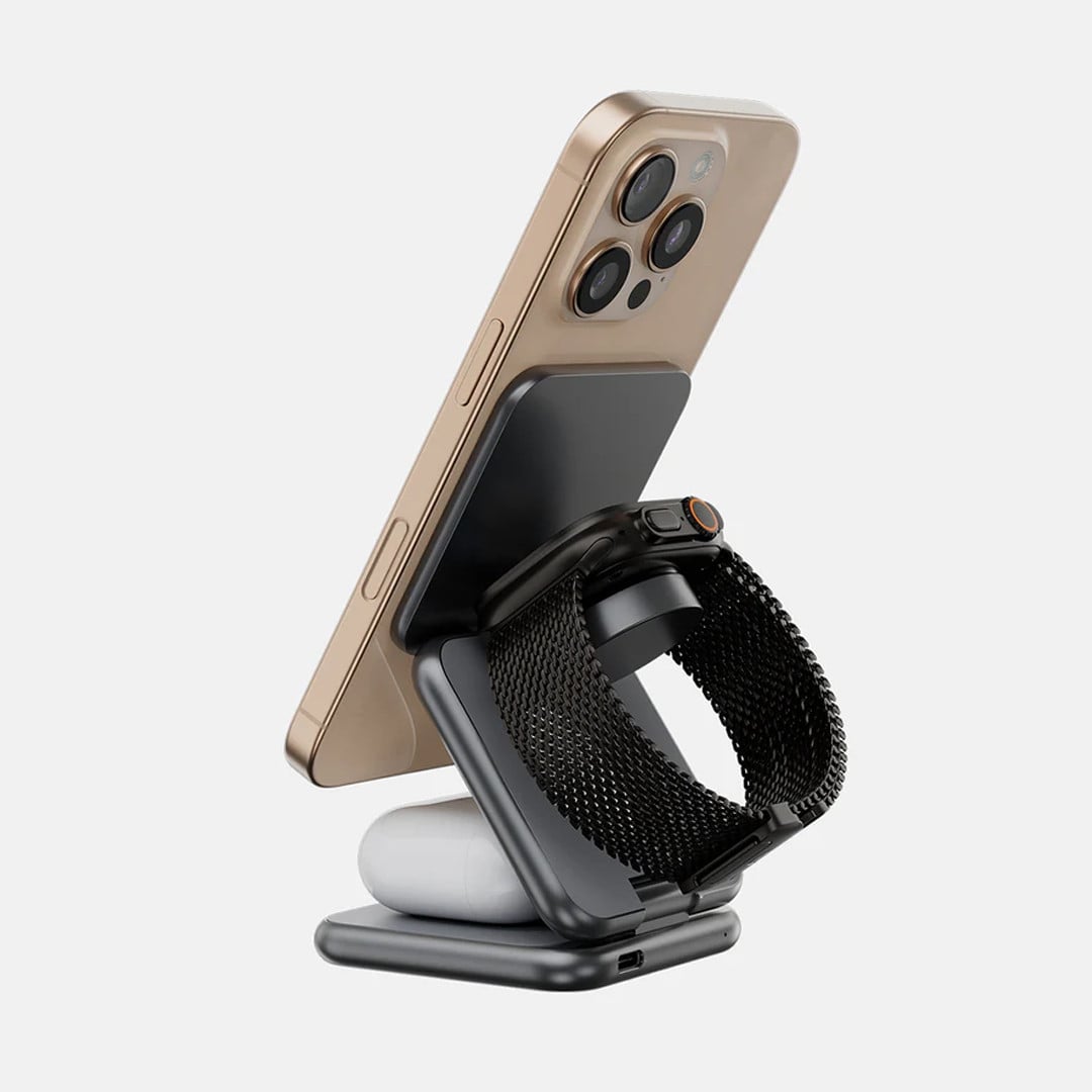 SnapFold 3-in-1 Magnetic Charging Station, Fast Charger, Foldable, Wireless