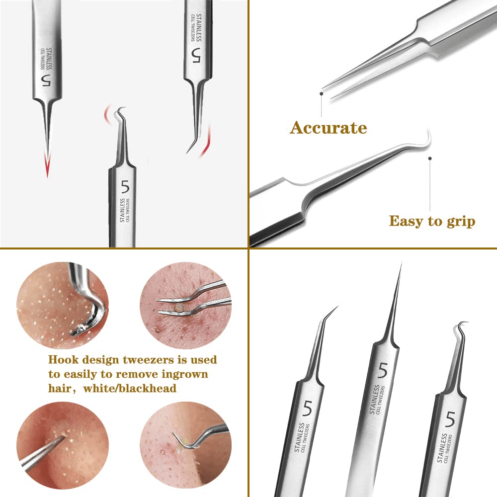 Professional Blackhead Tweezers - Designed for Smooth, Clear Skin (3pcs)