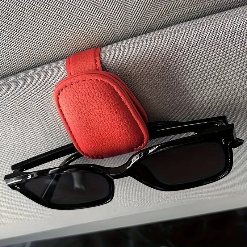 Stylish Magnetic Sunglass Holder, Magnetic Leather Sunglasses Holder and Ticket Card Clip