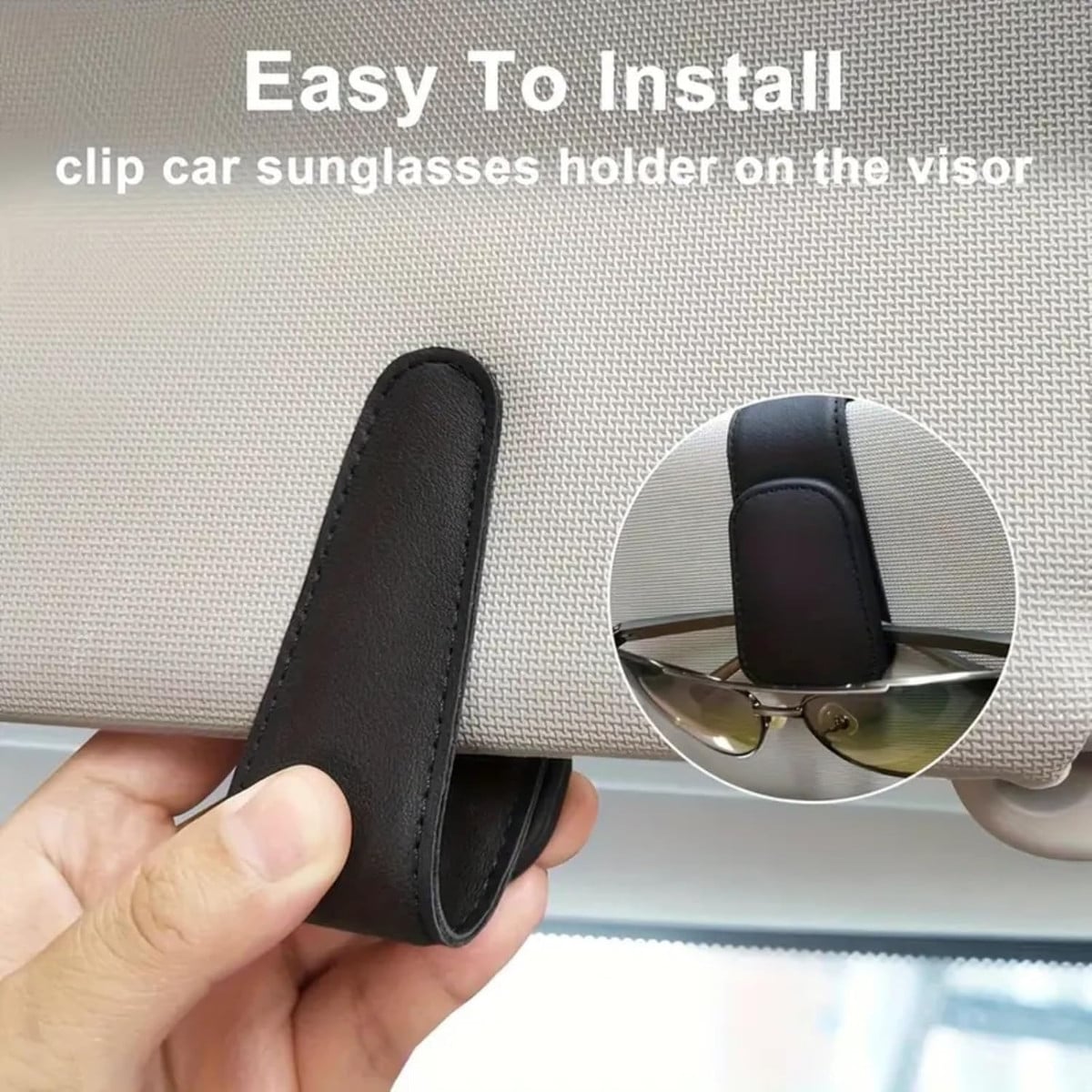 Stylish Magnetic Sunglass Holder, Magnetic Leather Sunglasses Holder and Ticket Card Clip