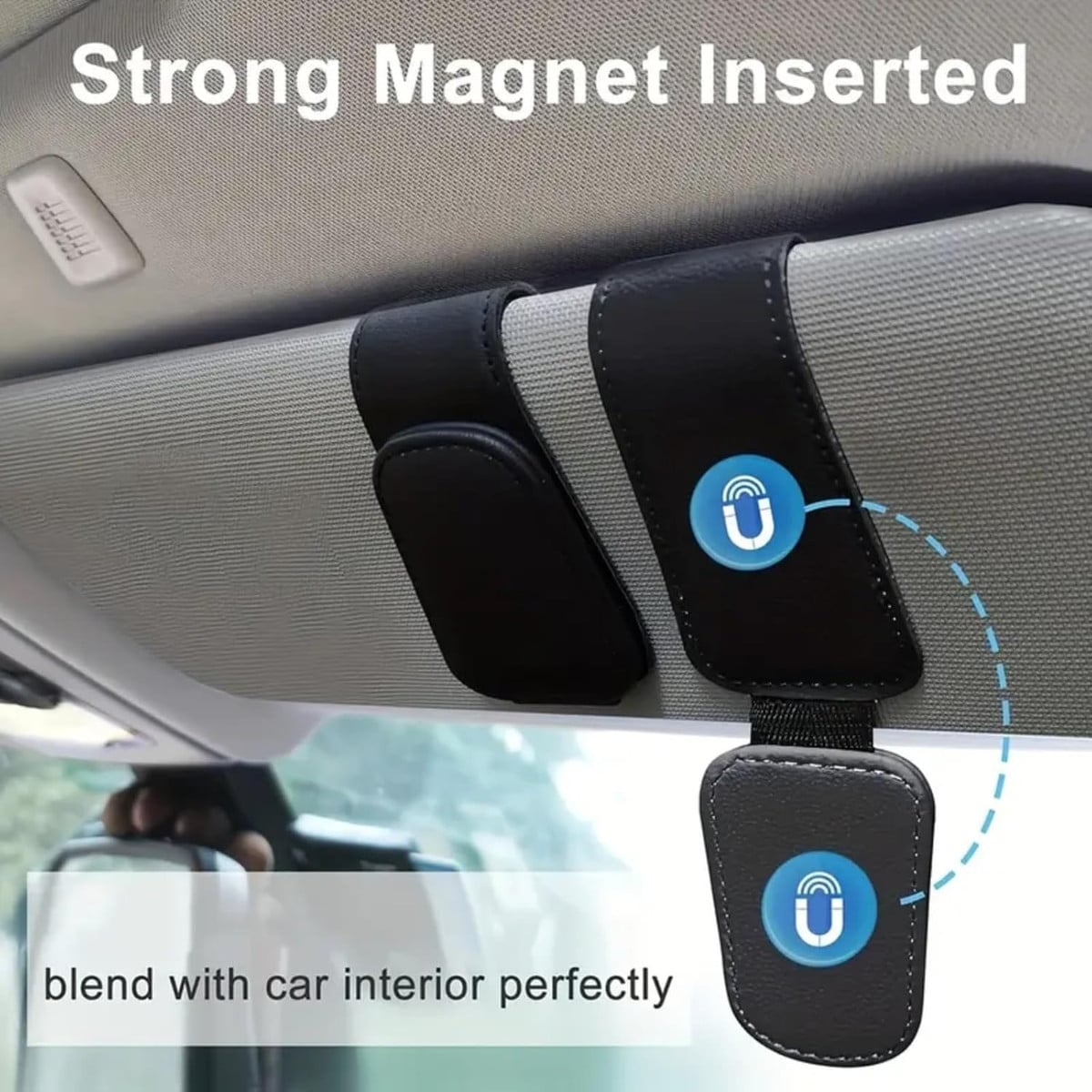 Stylish Magnetic Sunglass Holder, Magnetic Leather Sunglasses Holder and Ticket Card Clip