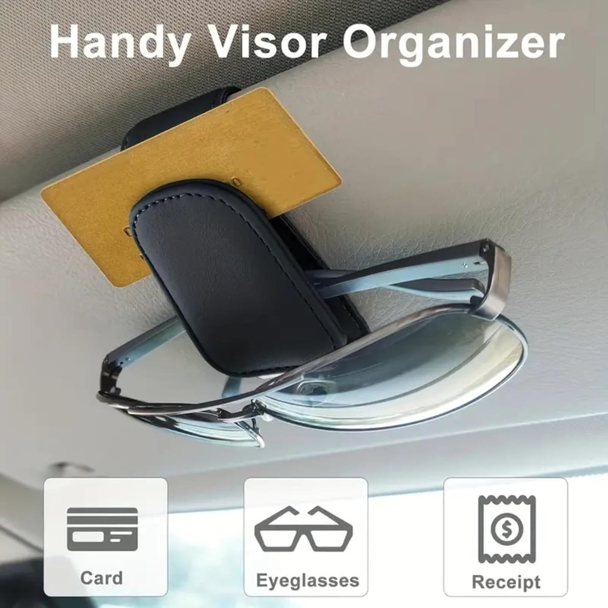 Stylish Magnetic Sunglass Holder, Magnetic Leather Sunglasses Holder and Ticket Card Clip