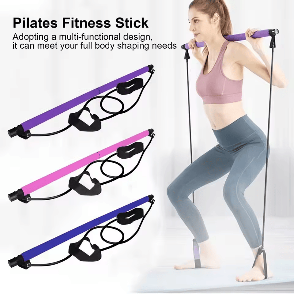 Portable Pilates Bar Kit, Multifunctional Exercise Rod for Muscle Toning