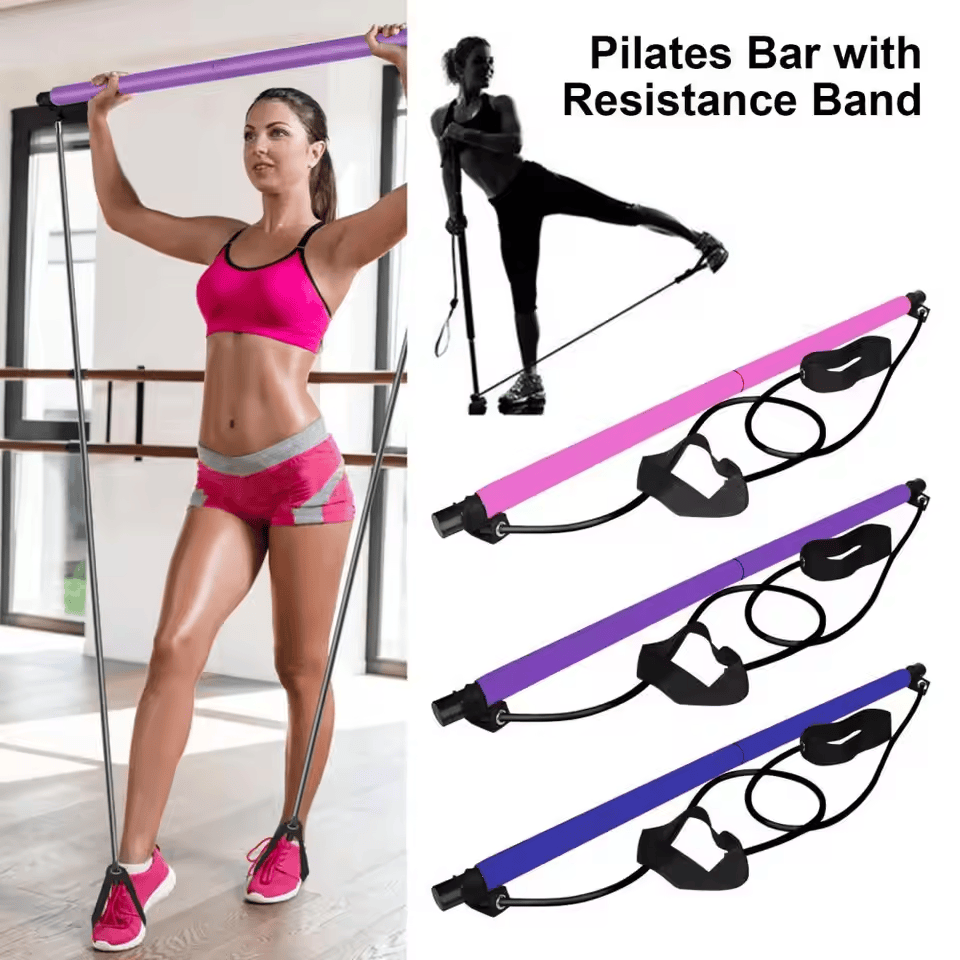 Portable Pilates Bar Kit, Multifunctional Exercise Rod for Muscle Toning