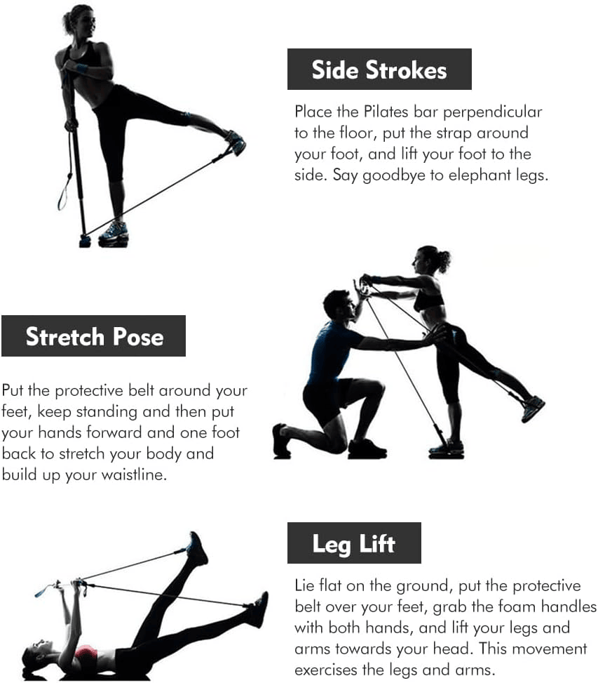 Portable Pilates Bar Kit, Multifunctional Exercise Rod for Muscle Toning