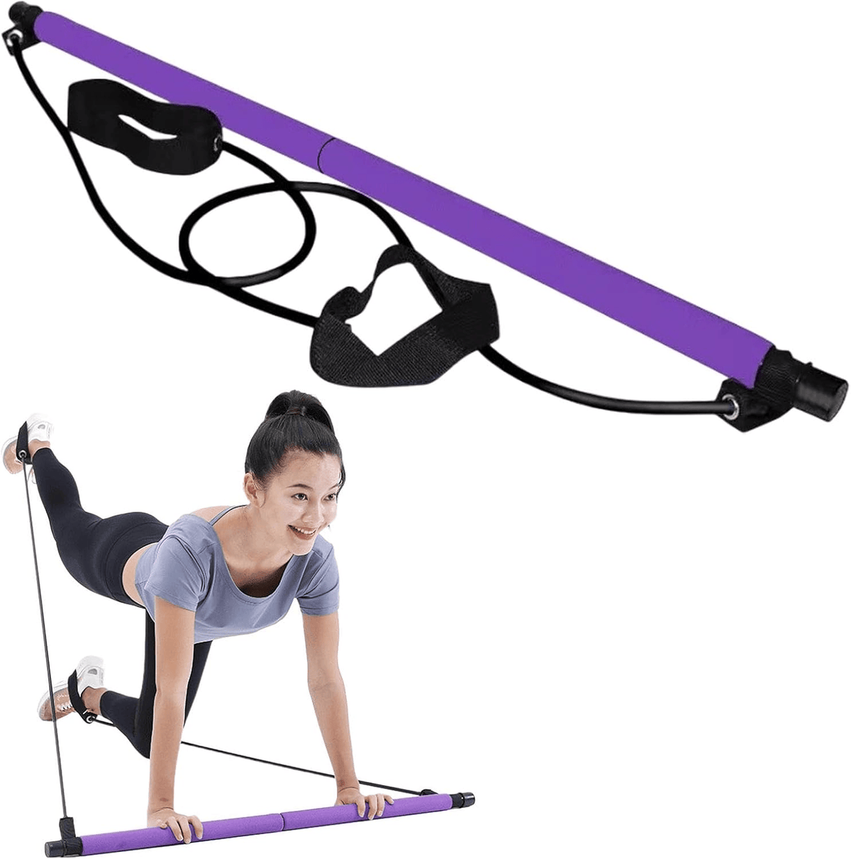 Portable Pilates Bar Kit, Multifunctional Exercise Rod for Muscle Toning
