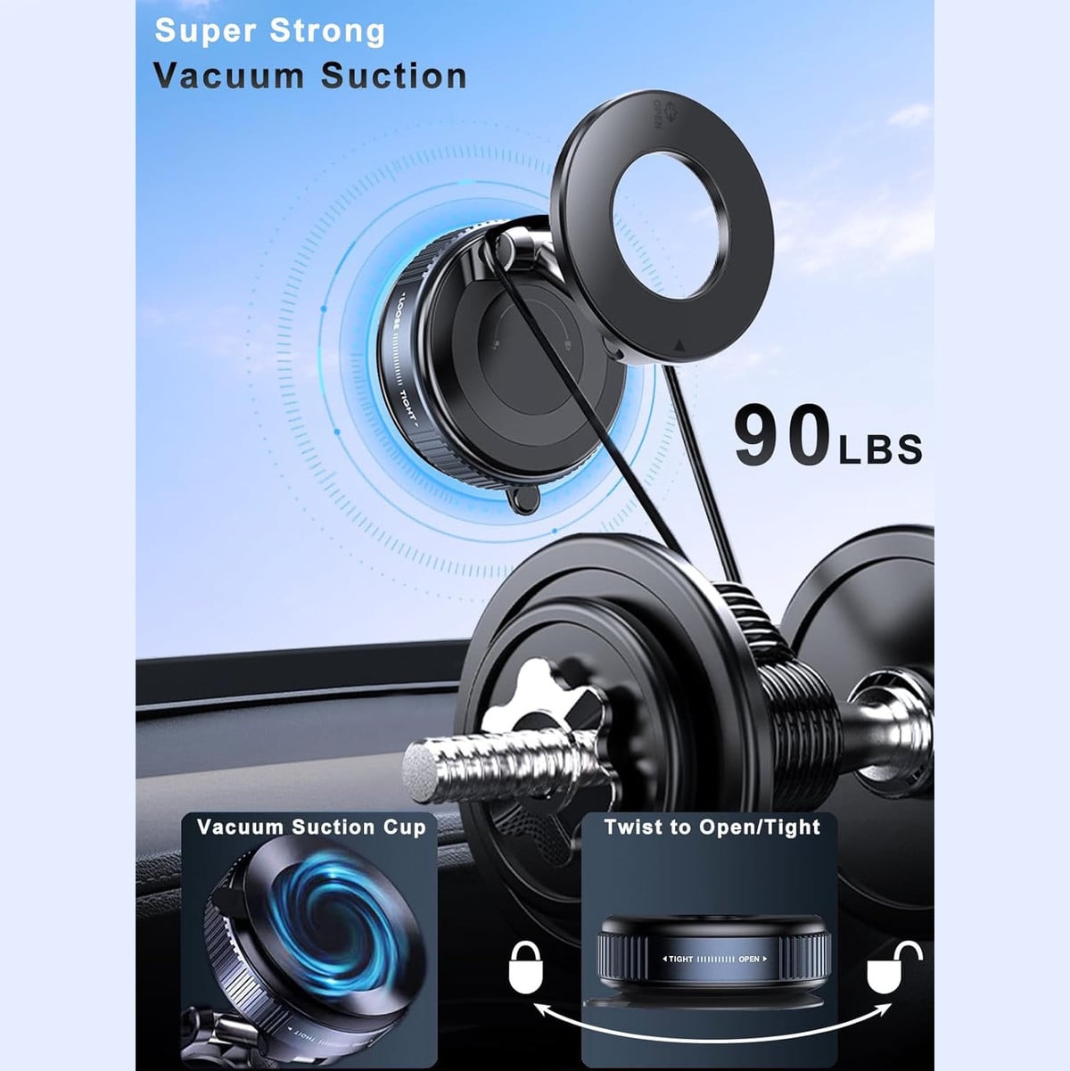 360° Vacuum Magnetic Car Phone Holder