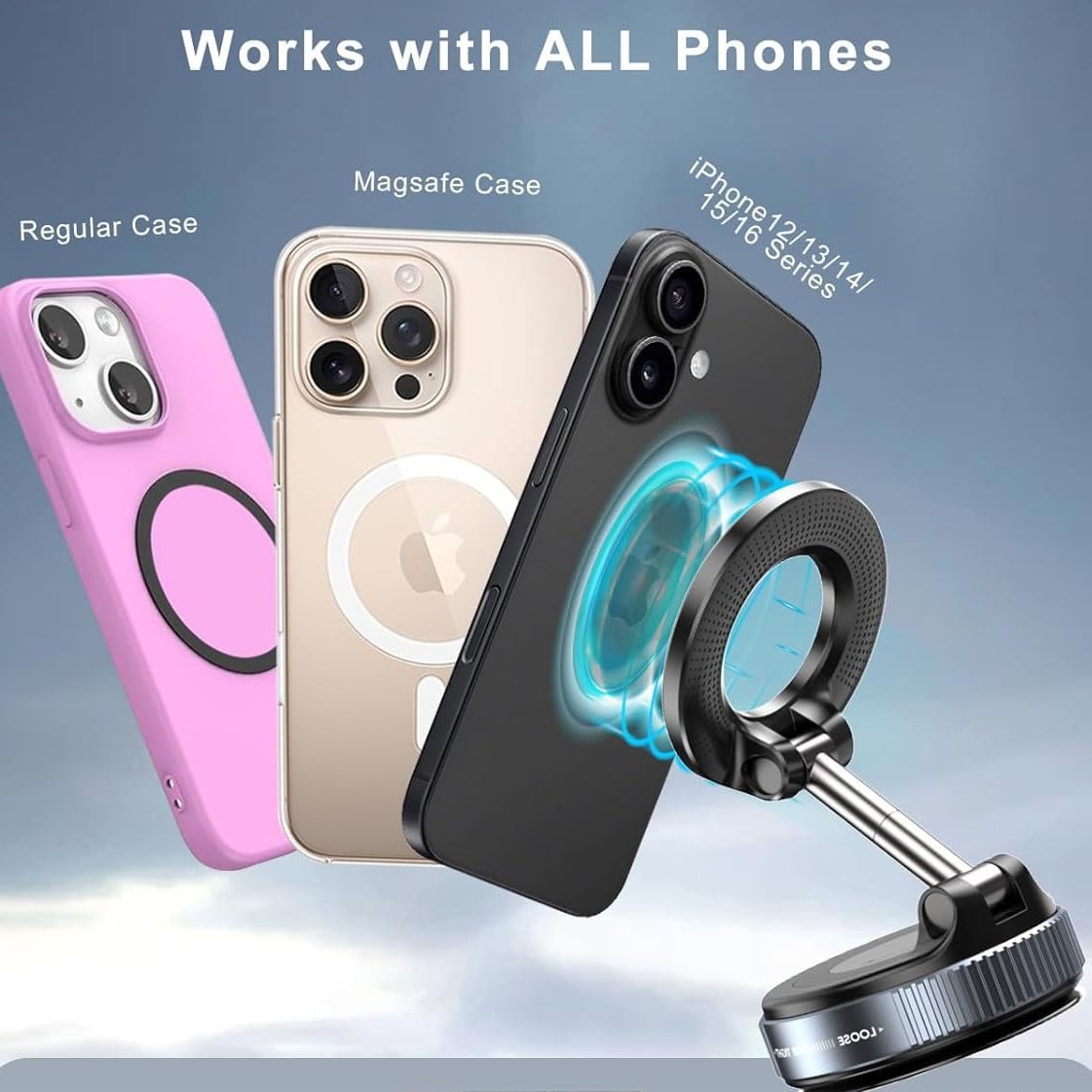 360° Vacuum Magnetic Car Phone Holder