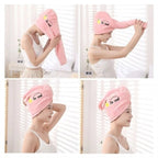 Dry Hair Towel, Extra Soft and Ultra Absorbent Fast-Drying Hair Turban Wraps, Shower Caps for Girls and Women