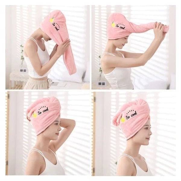 Dry Hair Towel, Extra Soft and Ultra Absorbent Fast-Drying Hair Turban Wraps, Shower Caps for Girls and Women