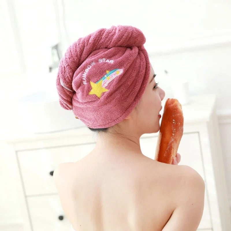 Dry Hair Towel, Extra Soft and Ultra Absorbent Fast-Drying Hair Turban Wraps, Shower Caps for Girls and Women
