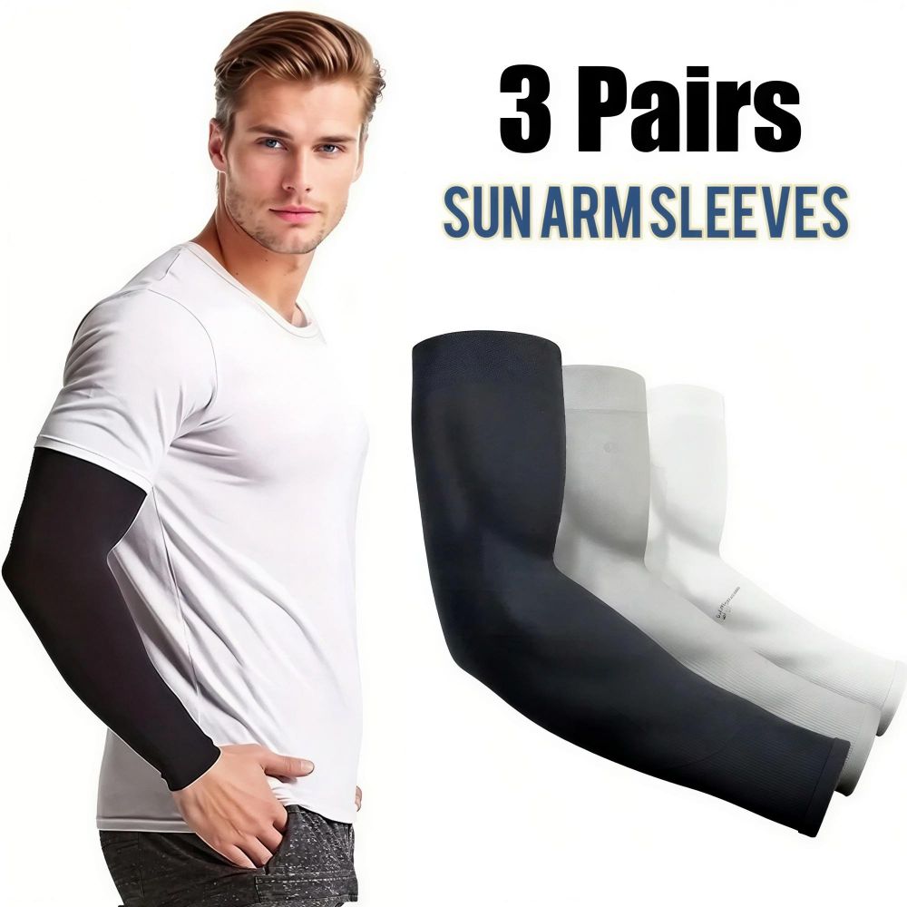 Sun Protection Arm Sleeves for Running, Cycling & Outdoor Training - 3-Pair