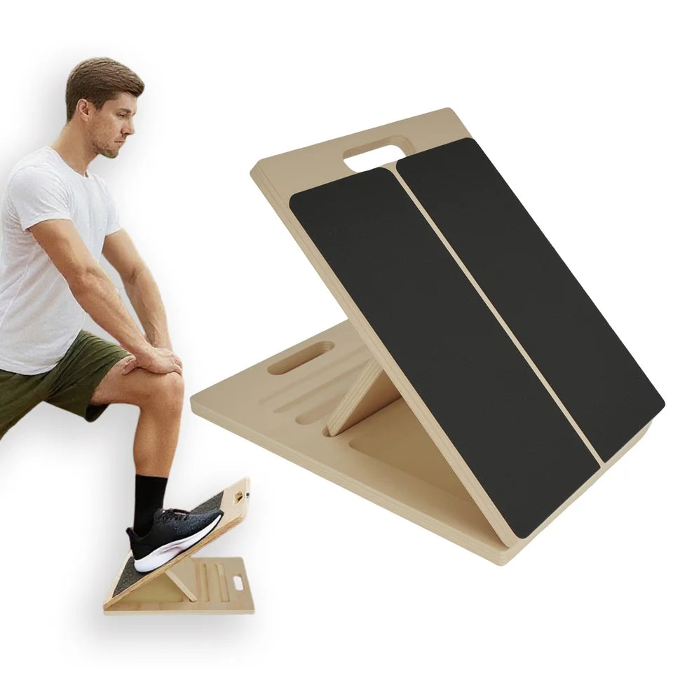 5-Level Adjustable Wooden Slant Board for Calf Stretching & Mobility Training