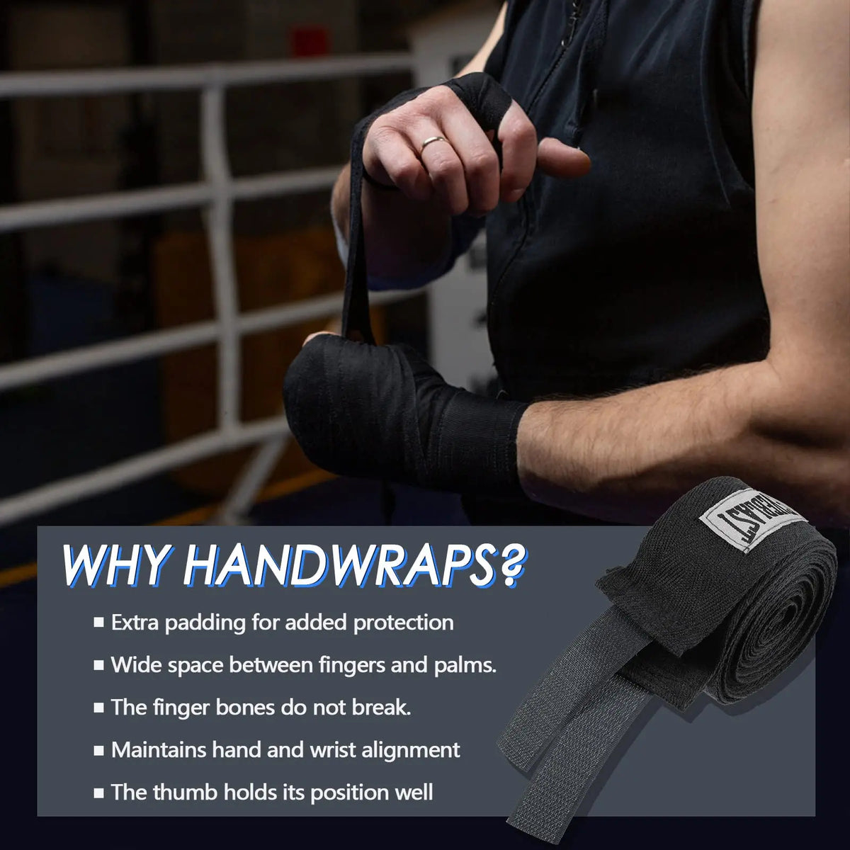 Boxing Hand Wrap Set with Thumb Loops - 2Pcs