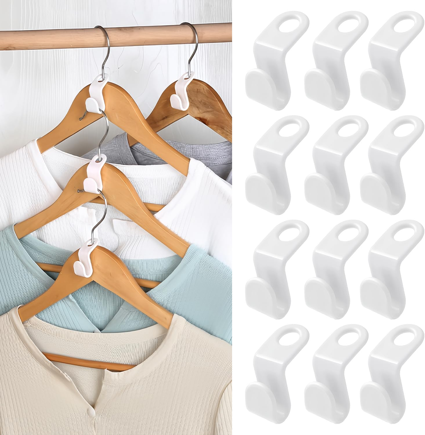 Space-Saving Clothes Hanger Connector Hooks, Clothes Connector Hooks, Stacking Space Saver