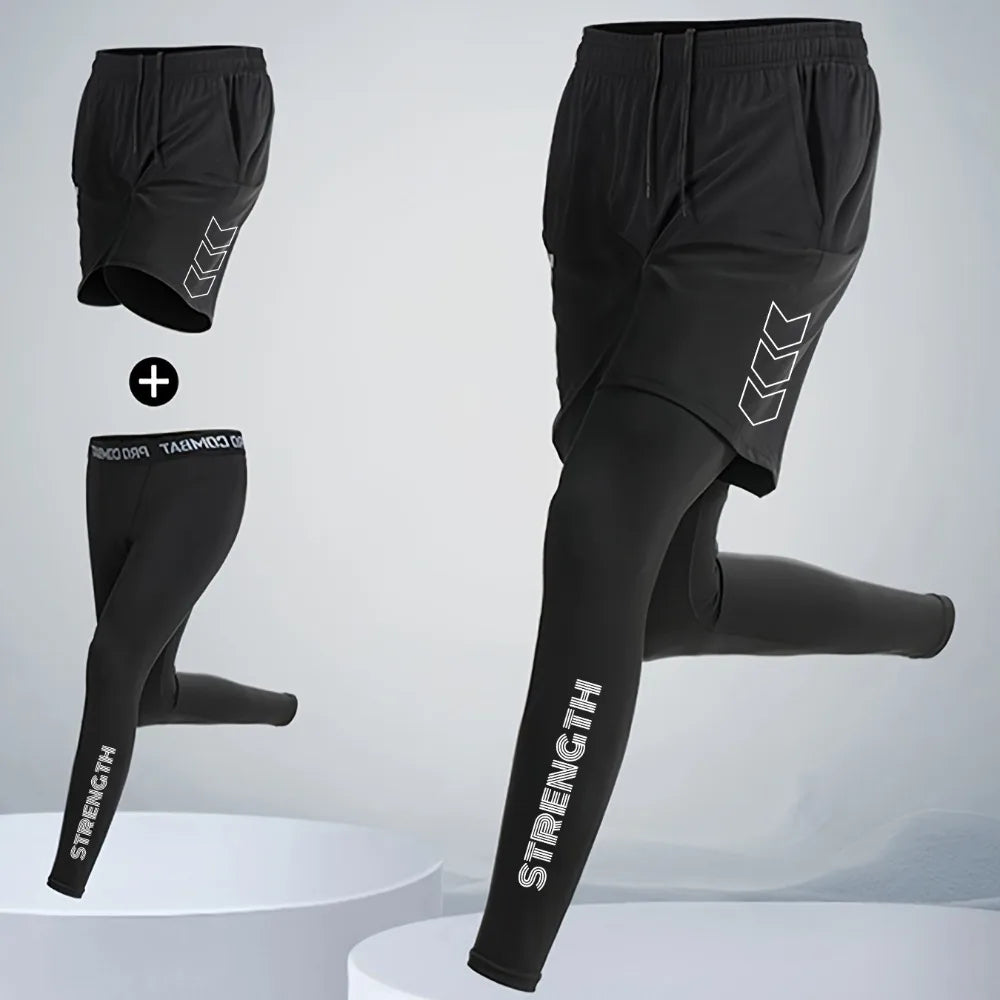 Men’s 2-in-1 Running Shorts with Compression Leggings
