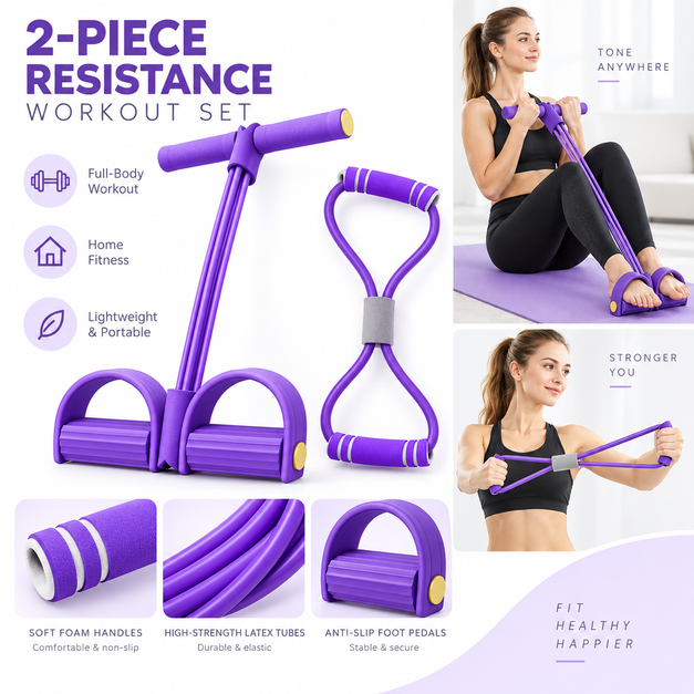 Pedal Resistance Trainer – Full-Body Home Workout Puller
