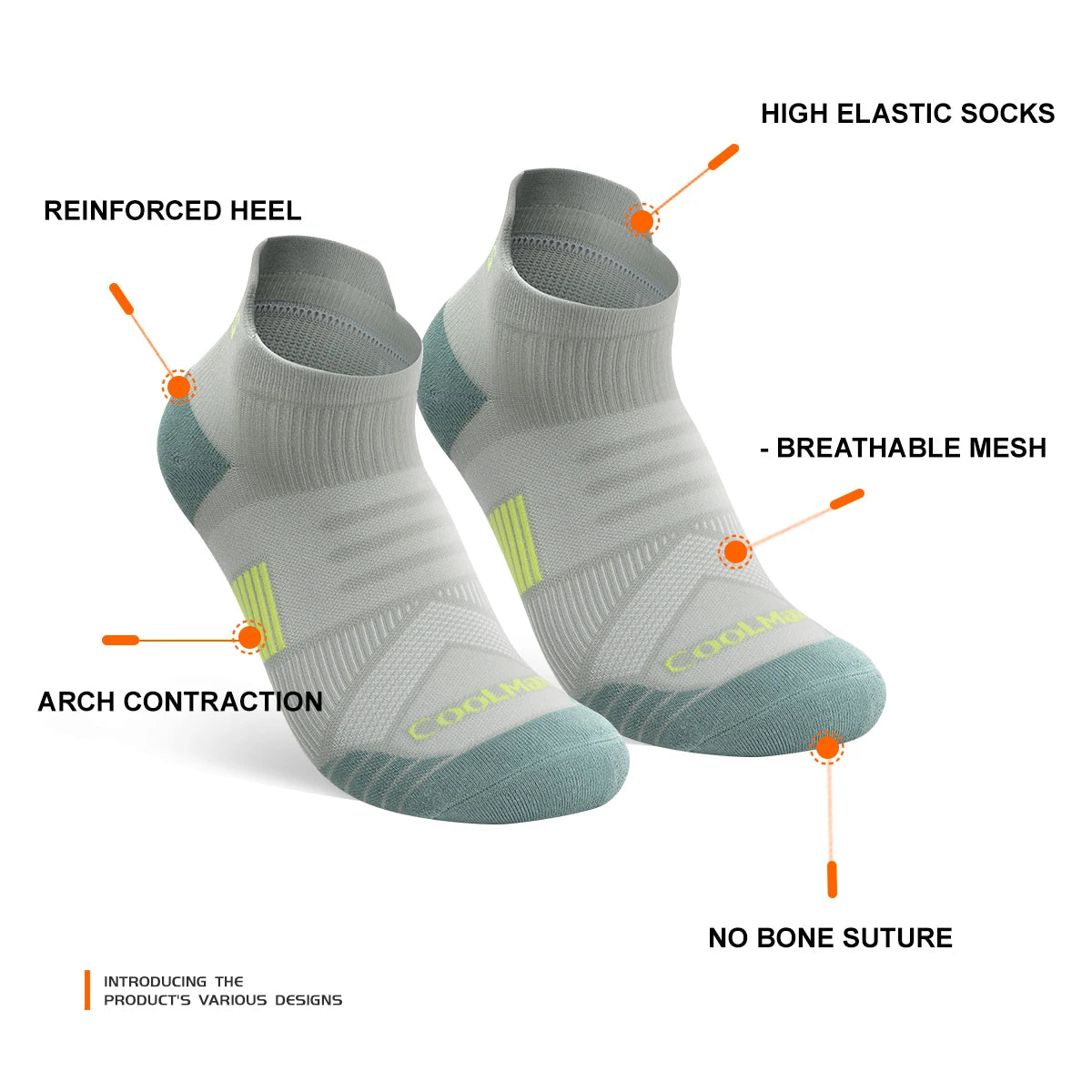 Performance Compression Socks with Cushioned Sole & Breathable Mesh