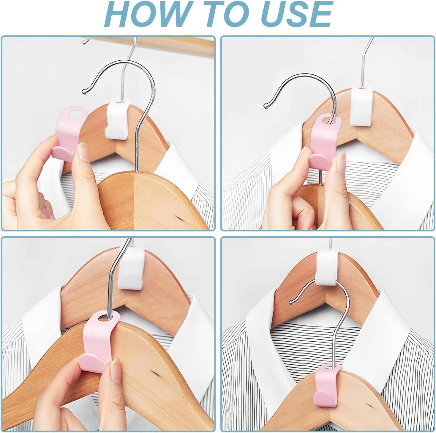 Space-Saving Clothes Hanger Connector Hooks, Clothes Connector Hooks, Stacking Space Saver