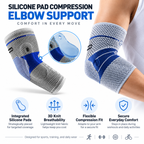 Silicone Pad Compression Elbow Sleeve with 3D Knit Support for Sports & Training