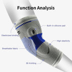 Silicone Pad Compression Elbow Sleeve with 3D Knit Support for Sports & Training
