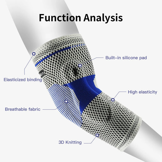 Silicone Pad Compression Elbow Sleeve with 3D Knit Support for Sports & Training