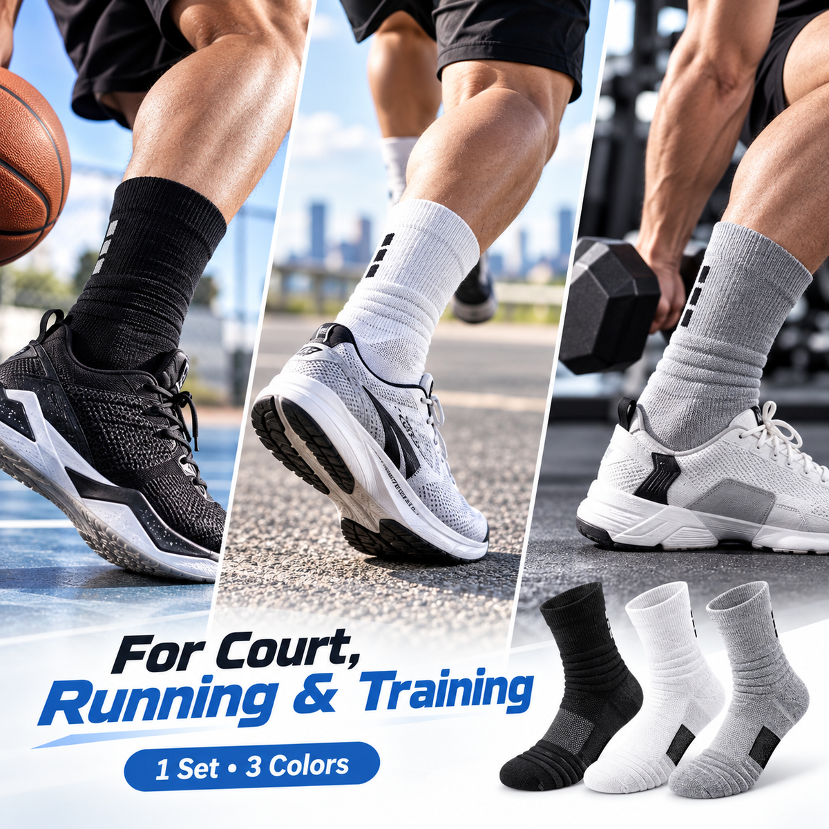 Men’s Compression Sports Socks - Set 3-Pair