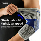 Silicone Pad Compression Elbow Sleeve with 3D Knit Support for Sports & Training