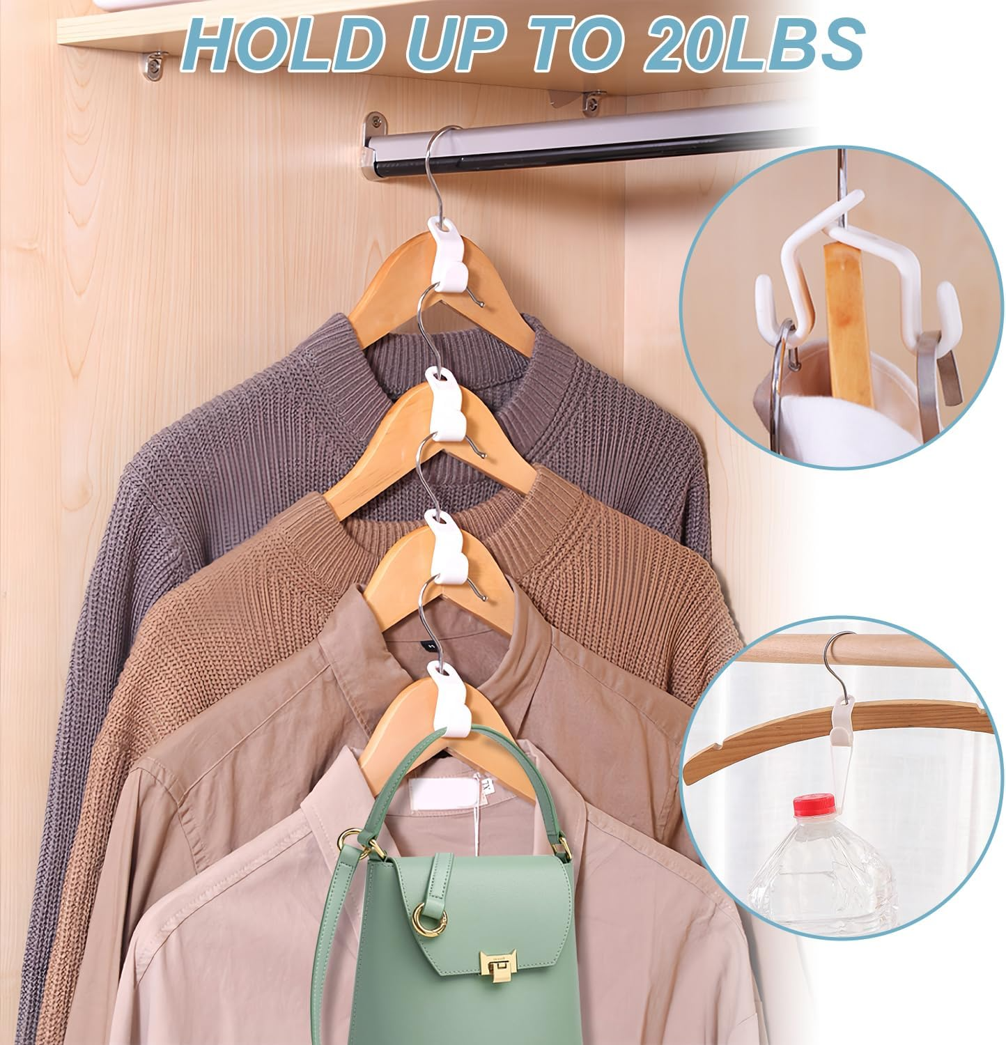 Space-Saving Clothes Hanger Connector Hooks, Clothes Connector Hooks, Stacking Space Saver