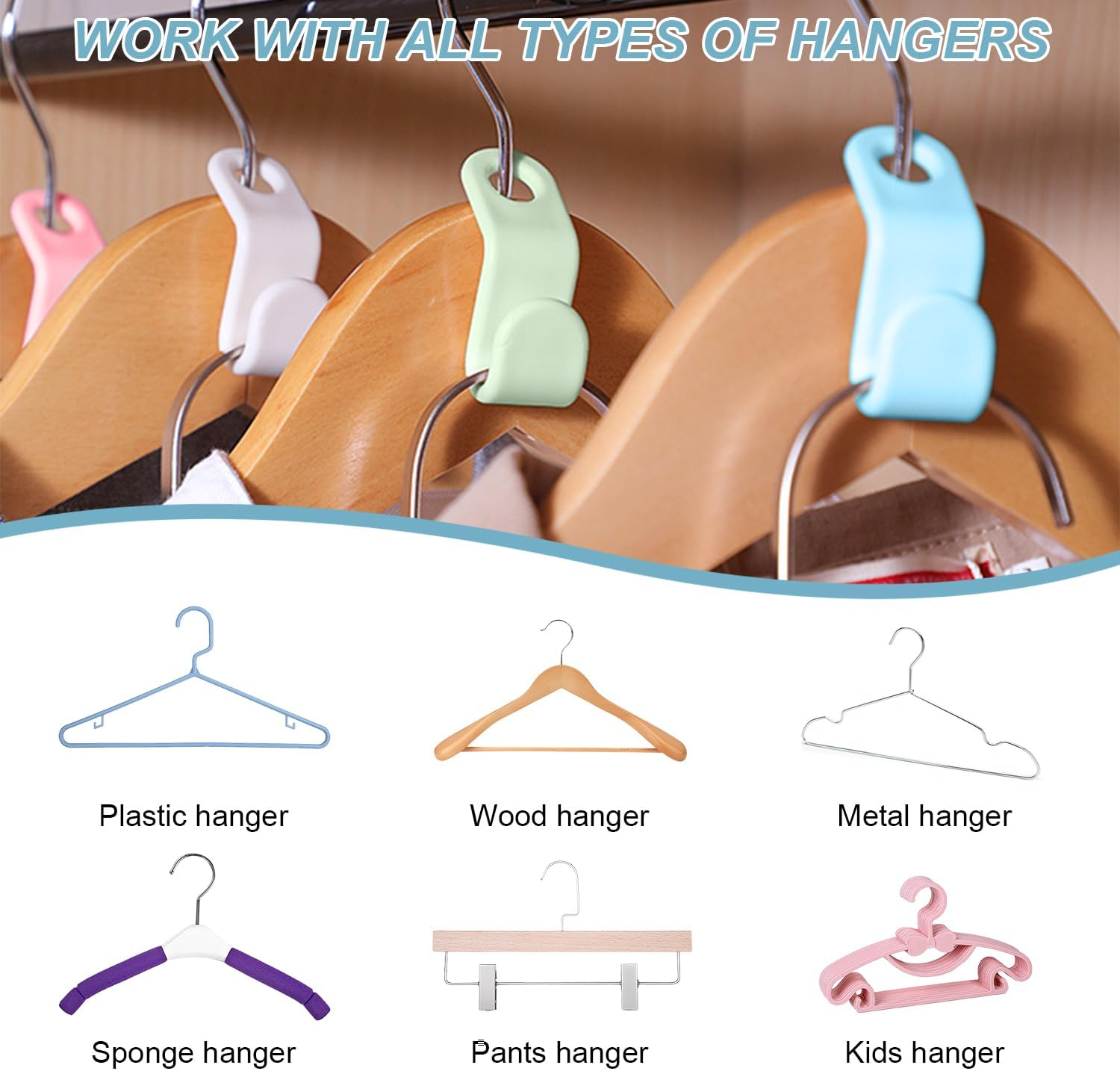 Space-Saving Clothes Hanger Connector Hooks, Clothes Connector Hooks, Stacking Space Saver