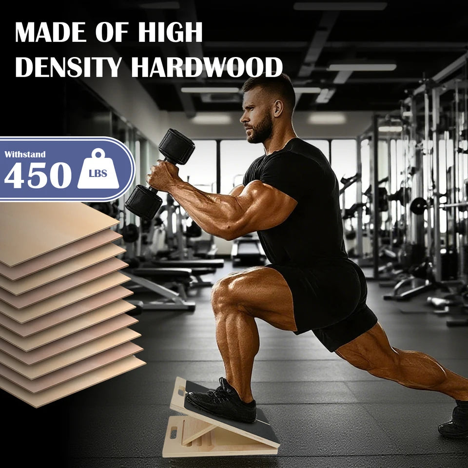 5-Level Adjustable Wooden Slant Board for Calf Stretching & Mobility Training