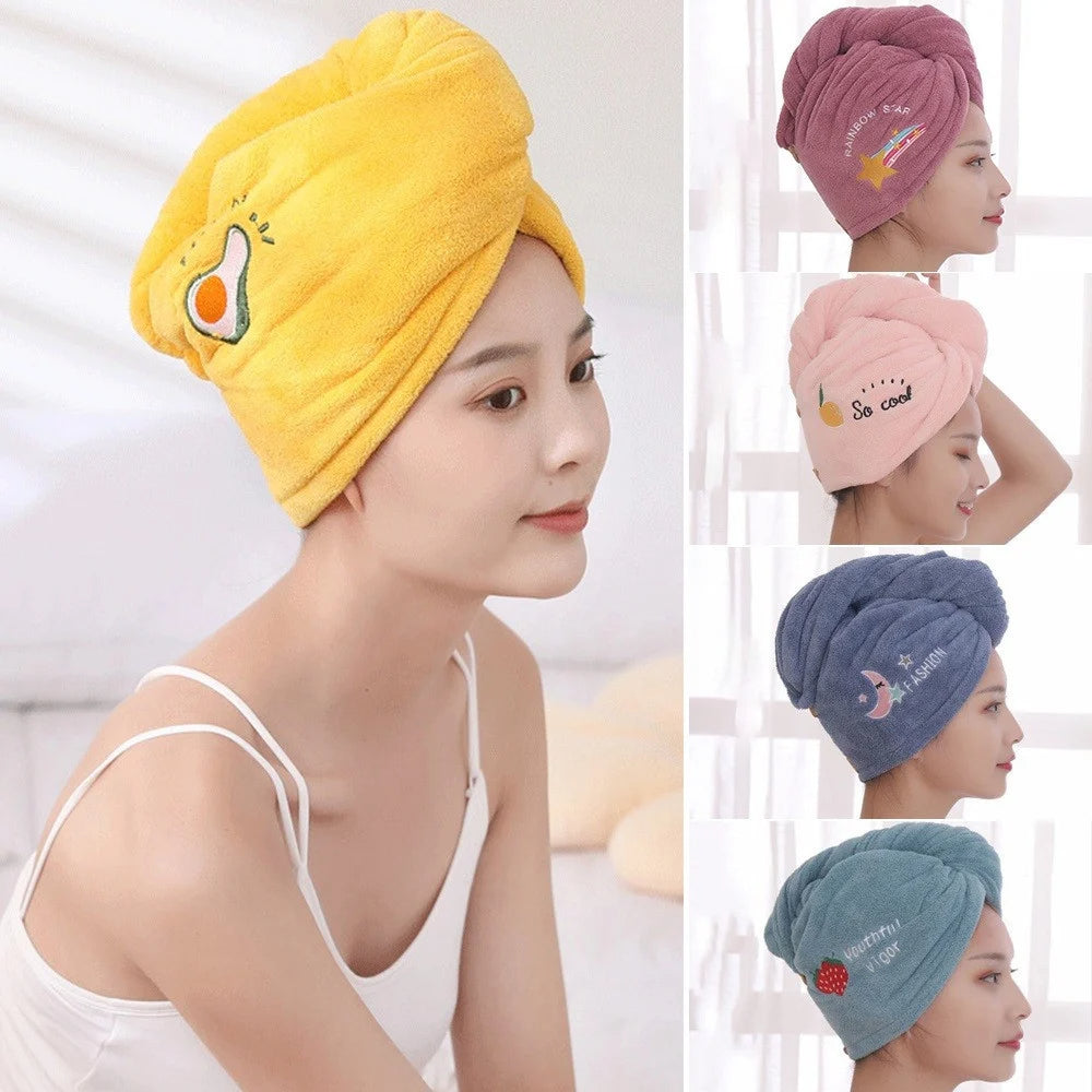 Dry Hair Towel, Extra Soft and Ultra Absorbent Fast-Drying Hair Turban Wraps, Shower Caps for Girls and Women
