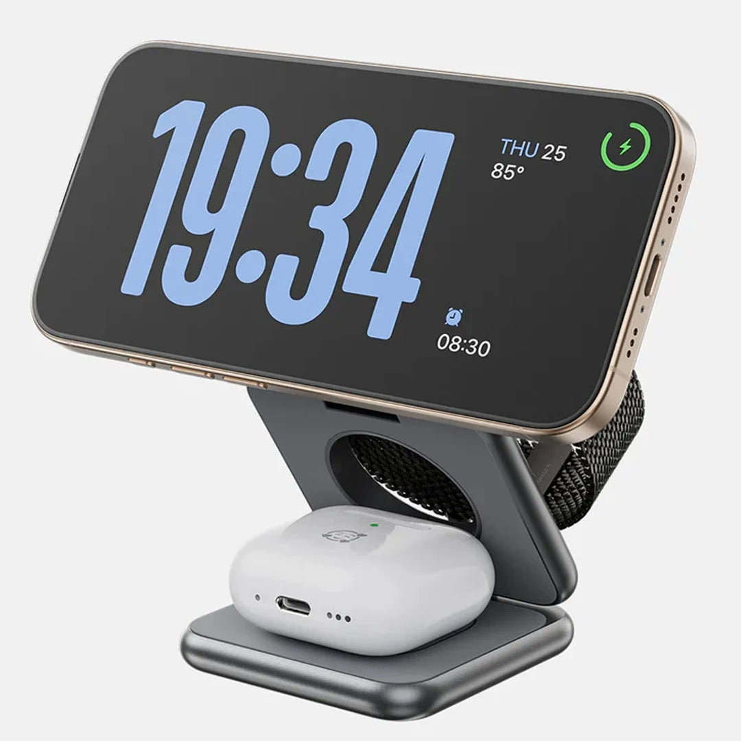 SnapFold 3-in-1 Magnetic Charging Station, Fast Charger, Foldable, Wireless