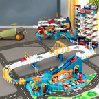 King Size Dinosaur Race Track Playset Toys for Kids With 10Mini Car Ramp Track Adventure Car Garage Parking Toy