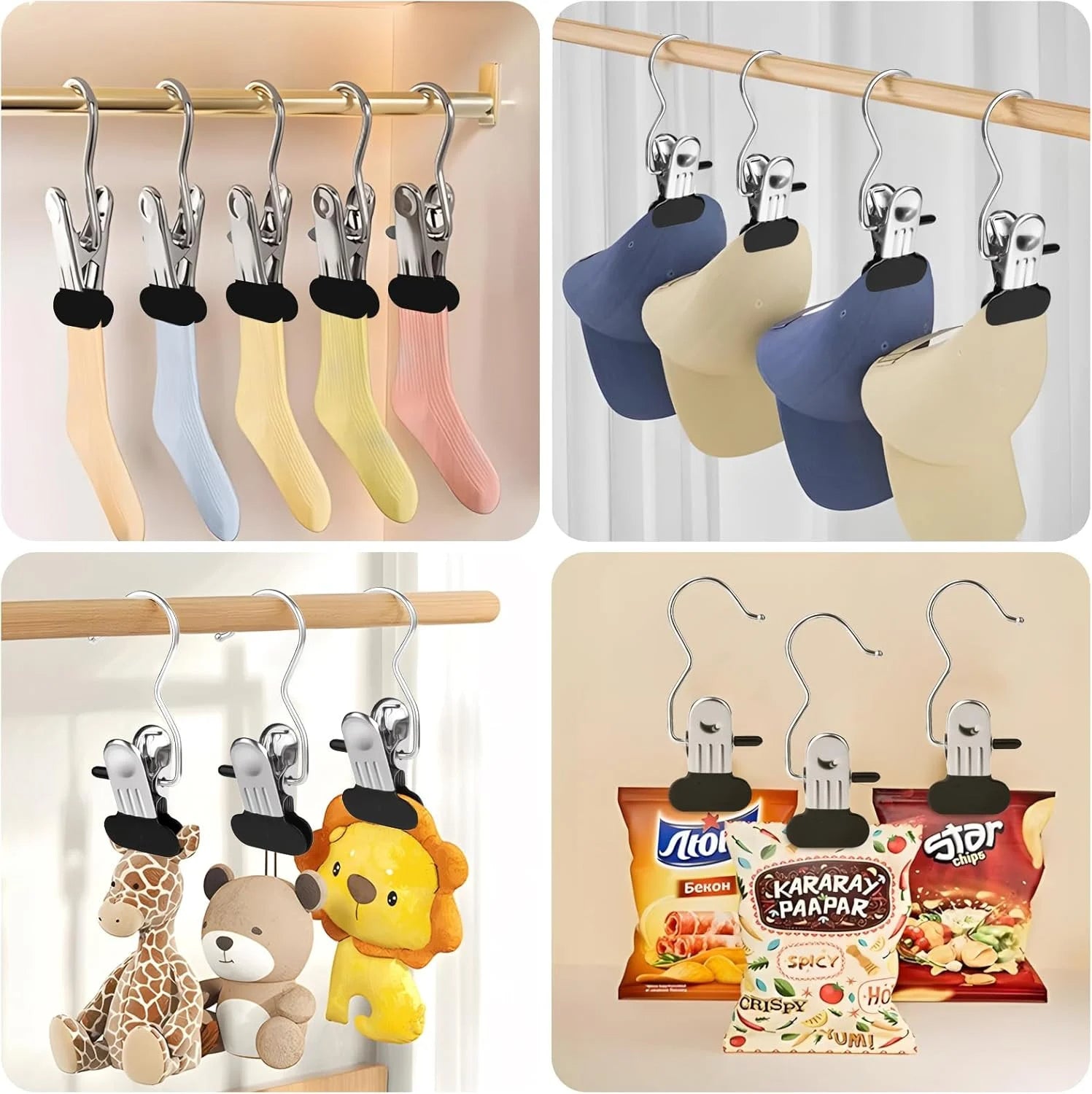 Laundry Hook Hanger Clips, Heavy Hanger Clips for Closet, Laundry Hooks Hanging Clips with, Clothespin for Clothes Pants