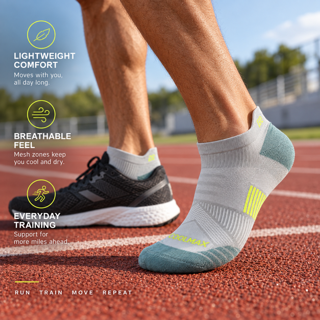 Performance Compression Socks with Cushioned Sole & Breathable Mesh