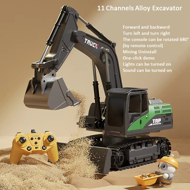 Remote Control Excavator and Dump Truck Full Proportion Toy Set with Lights and Sounds for Adults Kids Boys and Girls RC Construction Vehicles