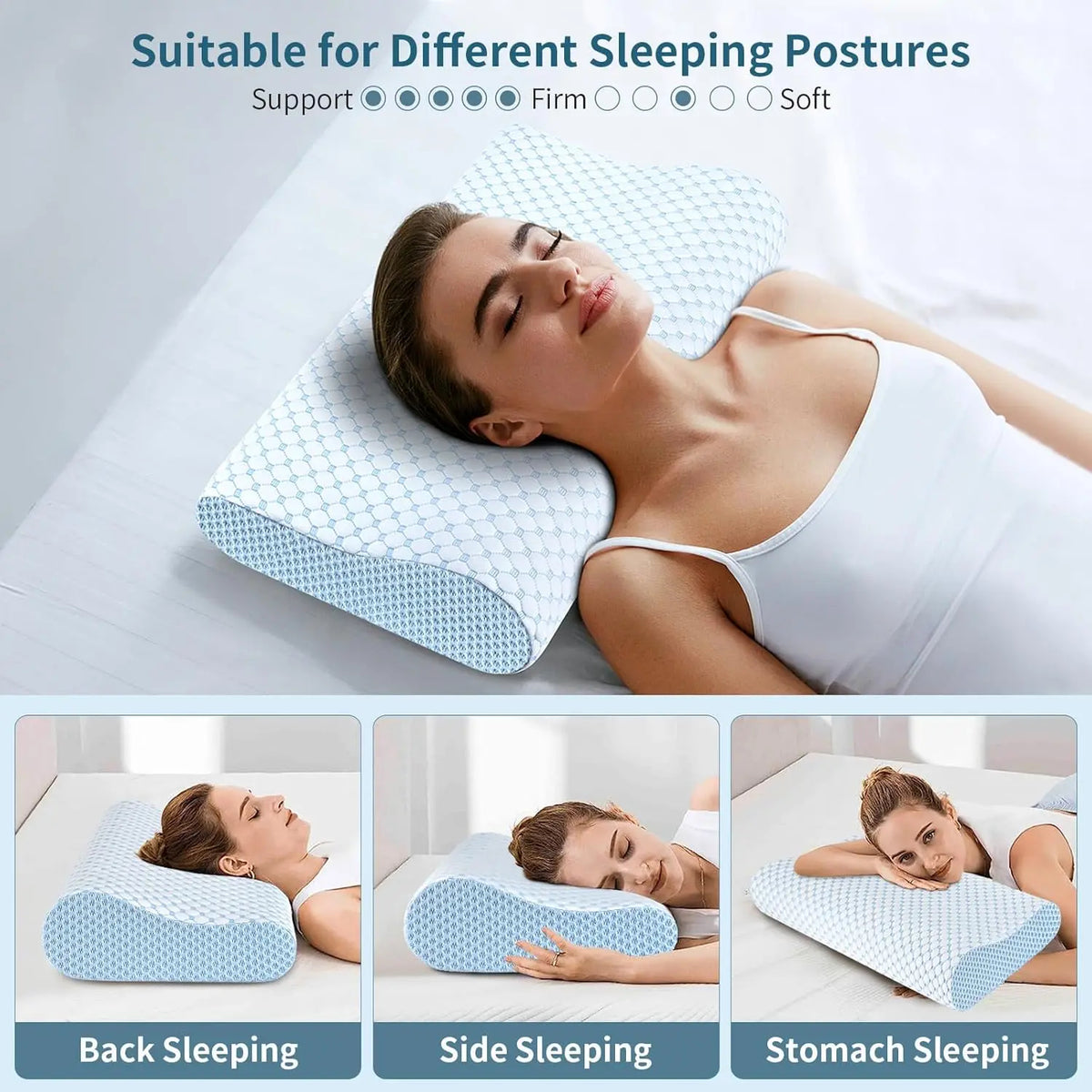 Cooling Contour Memory Foam Pillow with Dual-Height Design