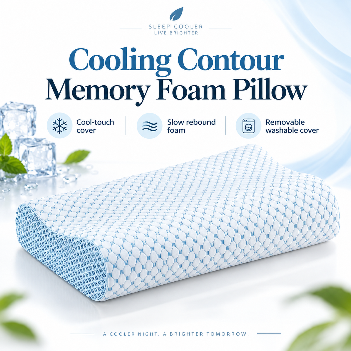 Cooling Contour Memory Foam Pillow with Dual-Height Design