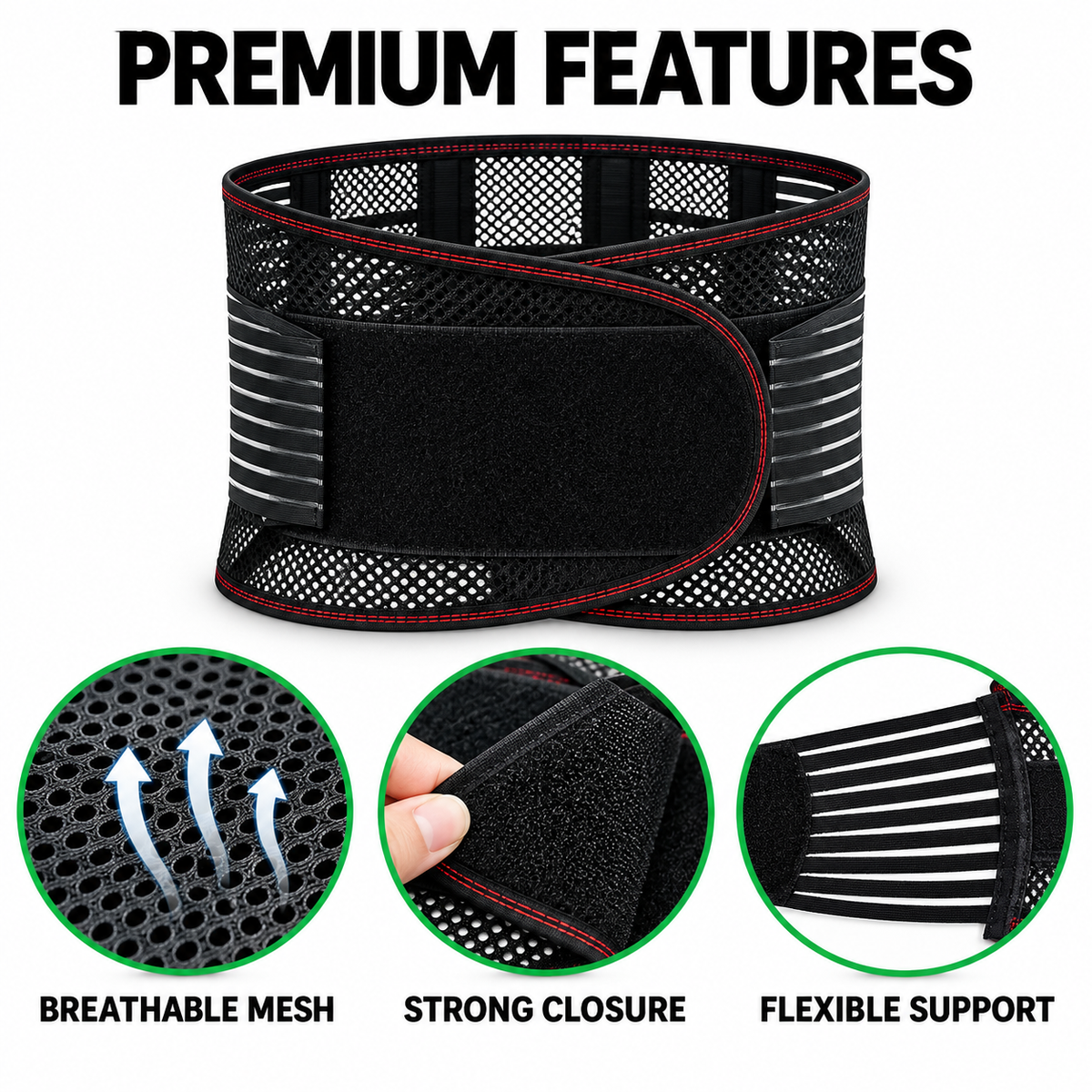 Breathable Lumbar Support Belt for Adjustable Everyday Waist Support