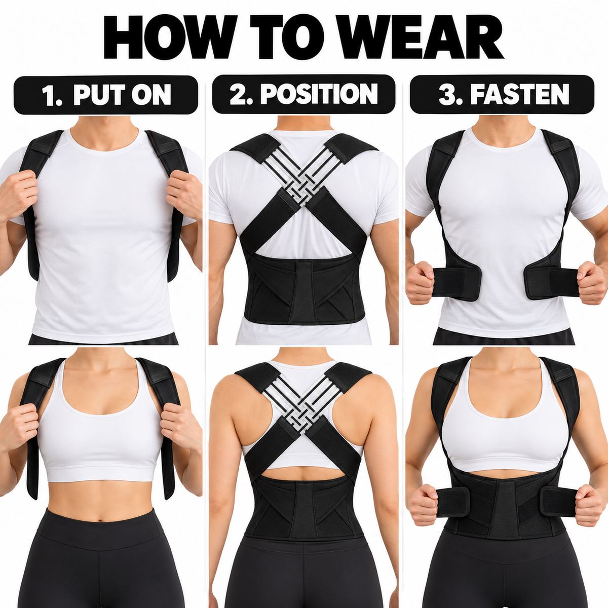Unisex Adjustable Daily Posture Support Brace